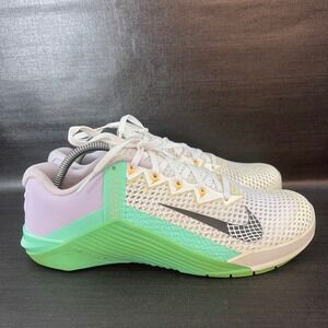 Nike Metcon 6 Womens size 9 White Green Cross Training Running Shoes AT3160-135